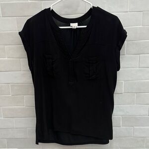 Merona Black Short Sleeve V-Neck Blouse